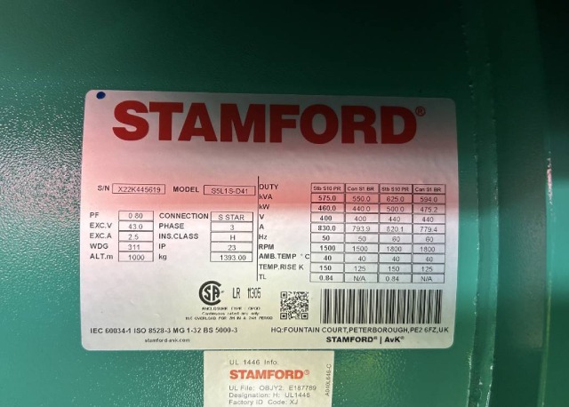 Đầu phát Stamford S5L1S-D41 được sử dụng cho máy phát điện Cummins 550kVA có model C550D5